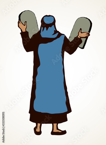 Moses with the tablets. Vector drawing