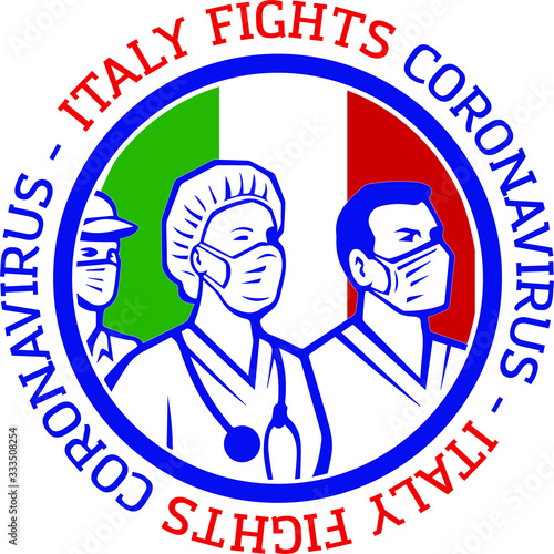 coronavirus covid19 medical doctors illustration with italy flag