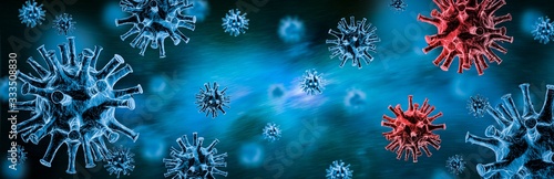 Image of flu COVID-19 virus cell. Coronavirus Covid 19 outbreak influenza background. photo