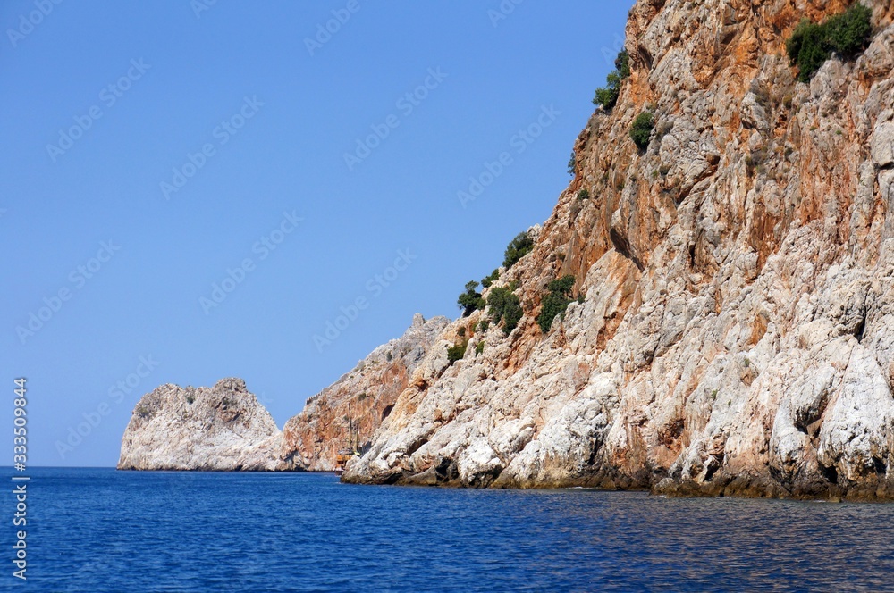 cliff in the sea along the Turkish coastline