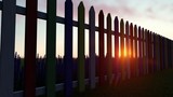 Fence at Sunset Nature 3D Rendering