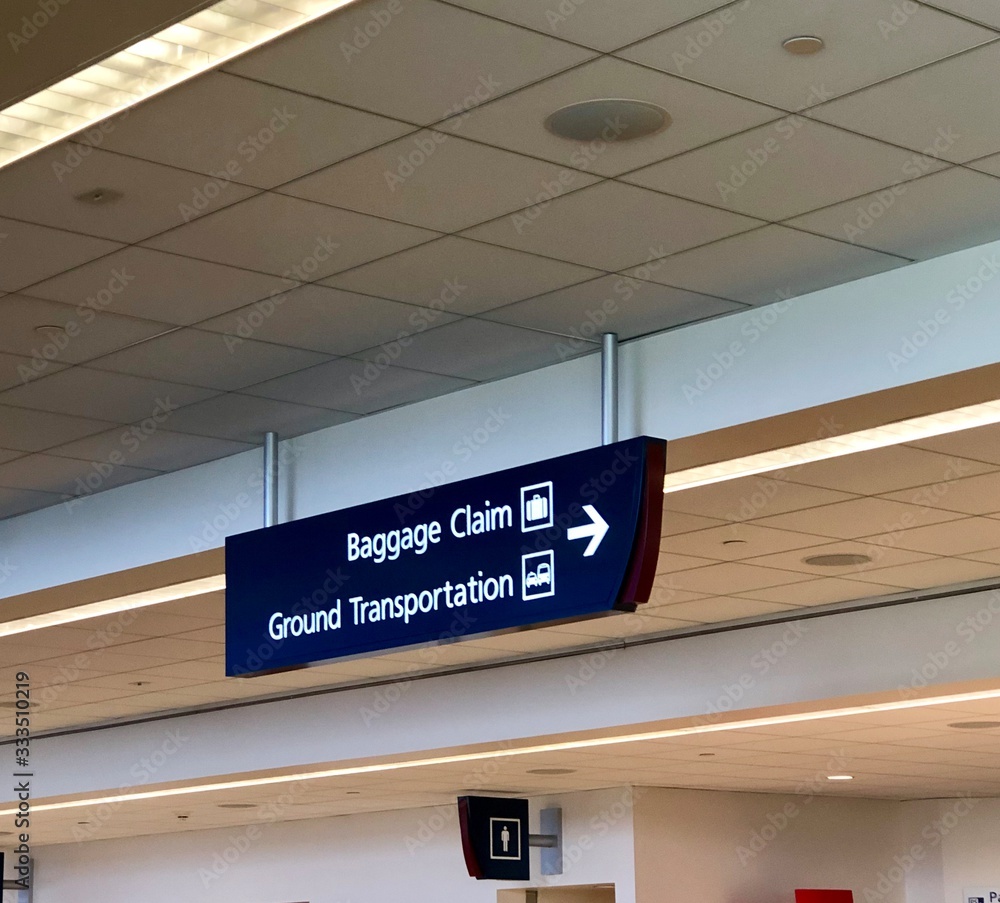 Baggage Claim and Ground Transportation Directional Signage at the airport