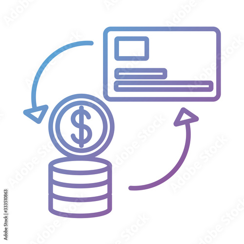 credit card and coins payment online line degradient style