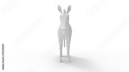 3D rendering of donkey white small animal studio islated white background