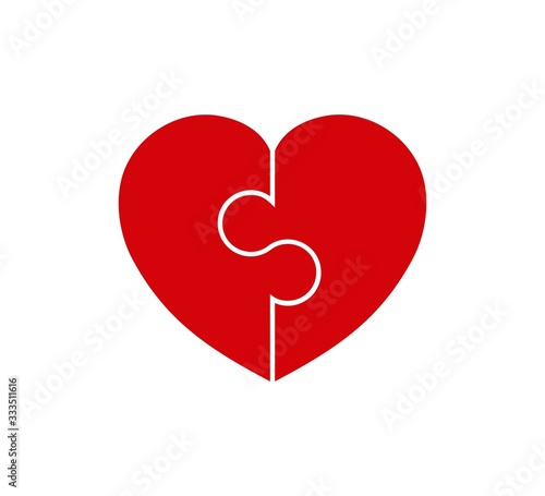 Heart Puzzle Symbol icon . Red Heart 