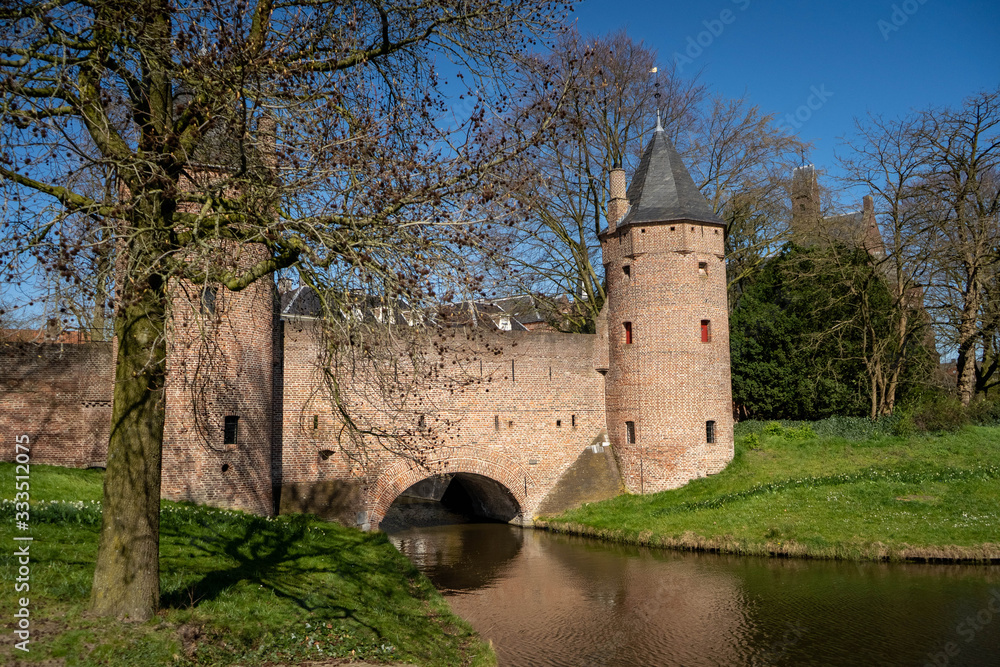 Amersfoort, Netherlands - 23 march 2020: Old Historic City Wall near the city center