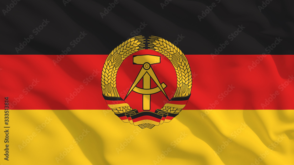 Fototapeta premium German Democratic Republic Flag on White Waving Texture