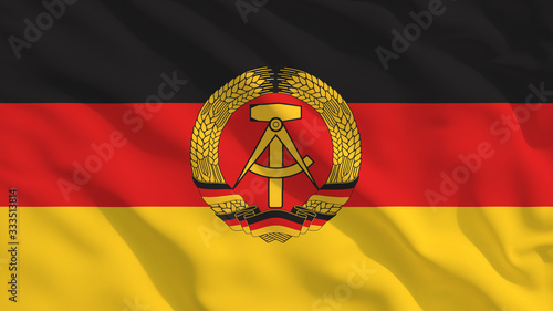 German Democratic Republic Flag on White Waving Texture