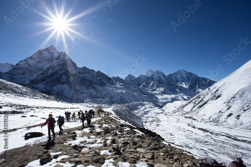 hiking mountains in winter