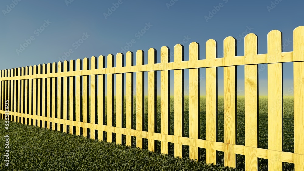 Obraz premium Fence in Nature 3D Rendering
