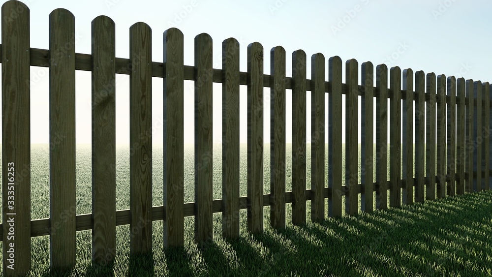 Fence in Nature 3D Rendering