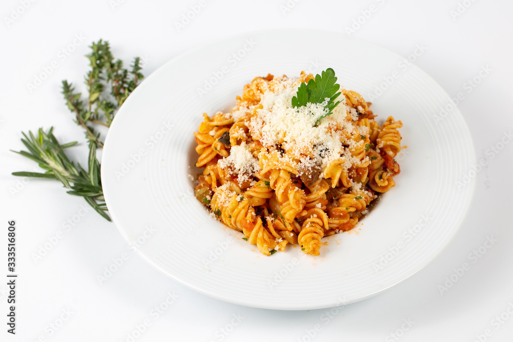 Fresh Bolognese pasta in a white plate