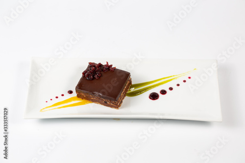 Garash cake in plate on a white background