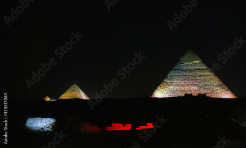 pyramids at night