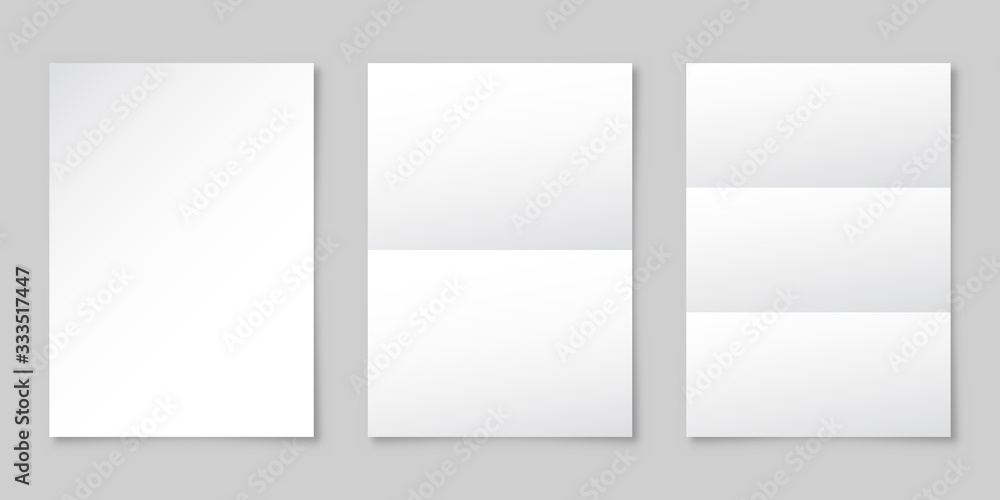 Realistic blank paper sheet with shadow in A4 format. Notebook or book page. Design template or mockup. Vector illustration.