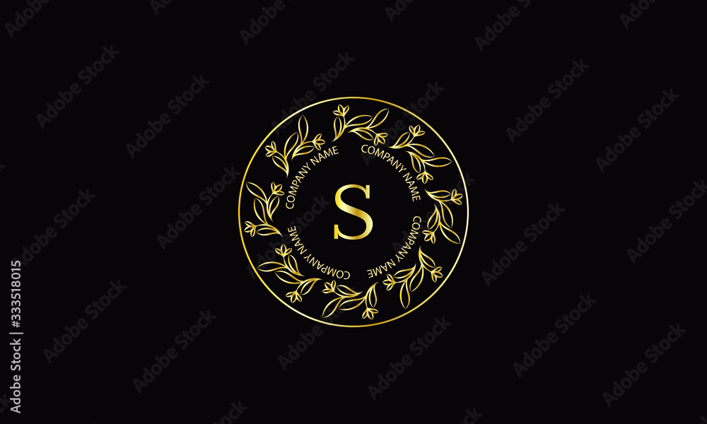 Fototapeta premium Design of elegant program with letter S. Exquisite, ornamental calligraphic logo of business sign, restaurant, royalty, boutique, cafe, hotel.