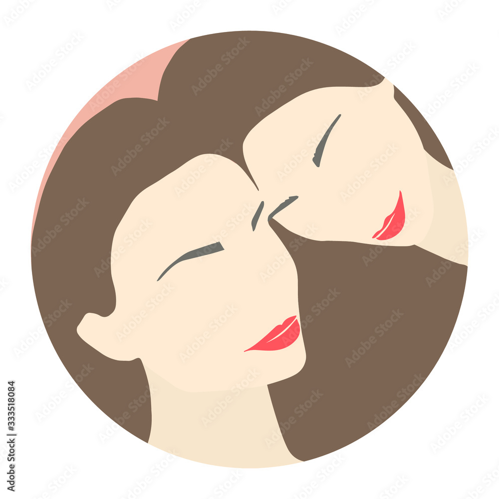 Mother and daughter clipart. Mother's Day Card. 