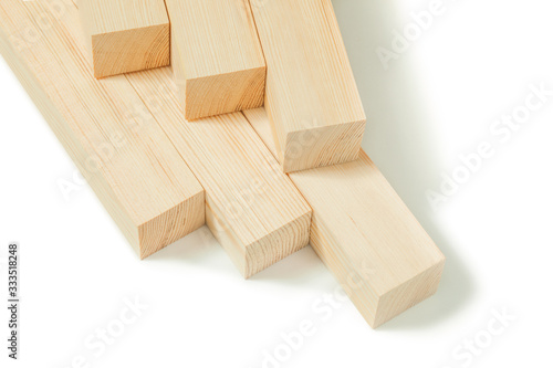wooden timber isolated square wooden beams stack