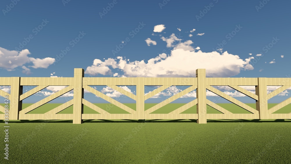 Fototapeta premium Fence in Nature 3D Rendering