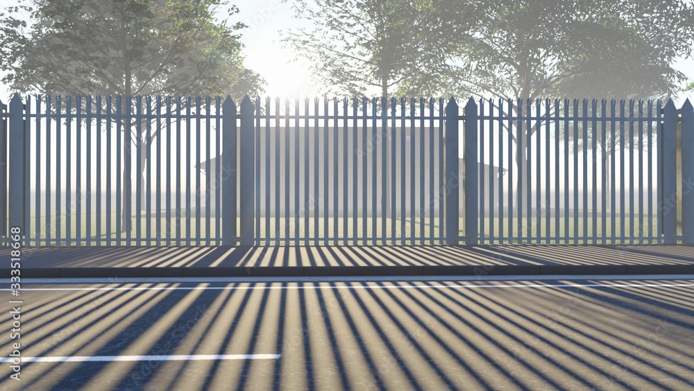 Fence in Nature 3D Rendering