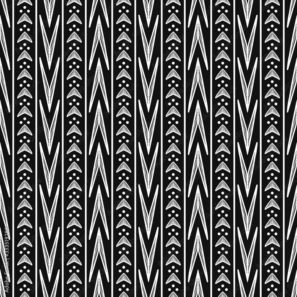 vector white ethnic multi arrow and vertical lines seamless pattern on black vector white ethnic multi arrow and vertical lines seamless pattern on black