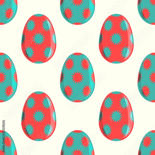 coronavirus covid-19 ester eggs seamless pattern on cream