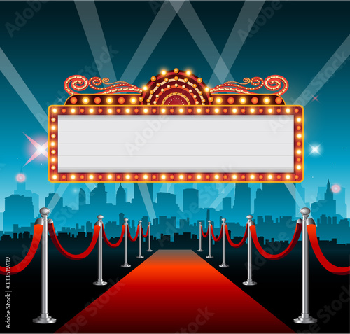 Golden casino banner theater sign copy space