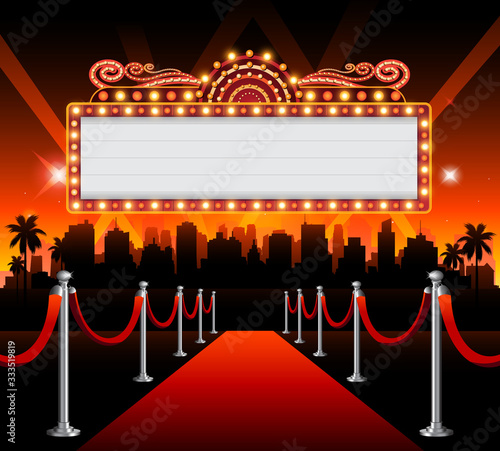 Golden casino banner theater sign copy space