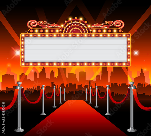 Golden casino banner theater sign copy space
