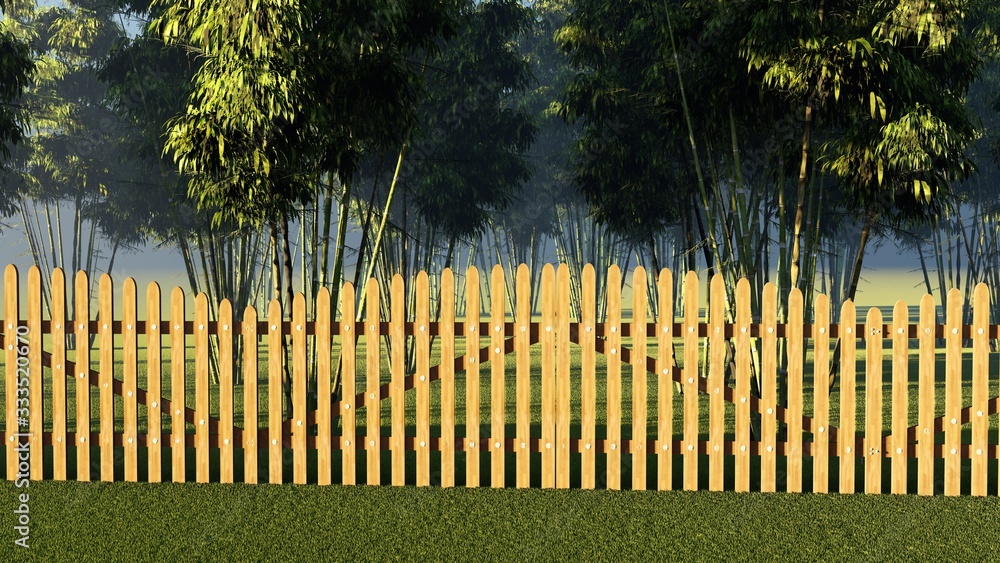 Fence in Nature 3D Rendering Fence in Nature 3D Rendering