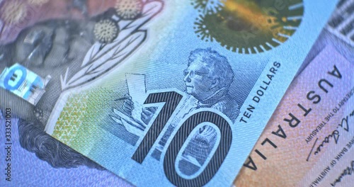 Australian 10 dollar AUD banknotes close up photo