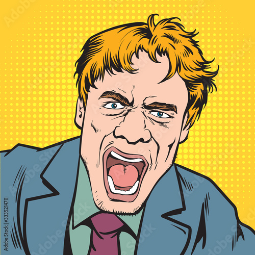 The young man is furious. pop art retro comic book illustration