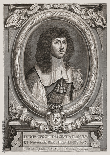 Portrait of young Louis XIV king of France and Navarre