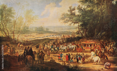 Departure of Louis XIV king of France to the Vincennes castle, residence of French kings before Versailles.