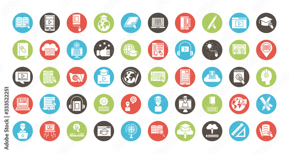 bundle of education online set icons bundle of education online set icons