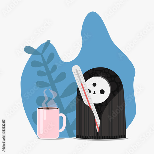 Coronavirus quarantine. Quarantined Monster. Isolation. Flat cartoon vector illustration
