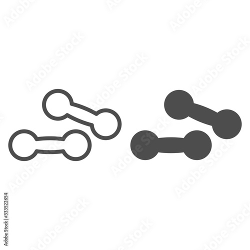 Sport dumbbell line and solid icon. Two heaviness women dumbbells with light weight symbol, outline style pictogram on white background. Fitness sign for mobile concept or web design. Vector graphics.