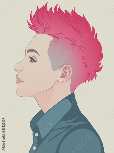 fashionable women haircut, punk or hipster style