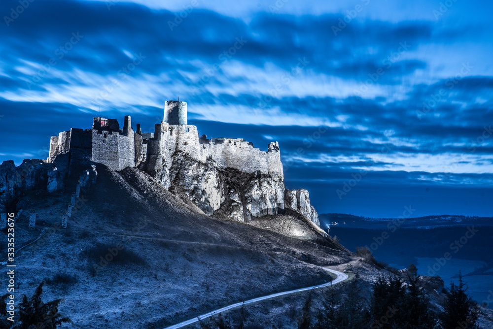 One of the largest castle in Central Europe . National Cultural Monument (UNESCO) Spissky hrad. The Spis castle. 