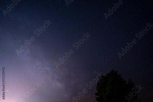 moon and stars with milky way