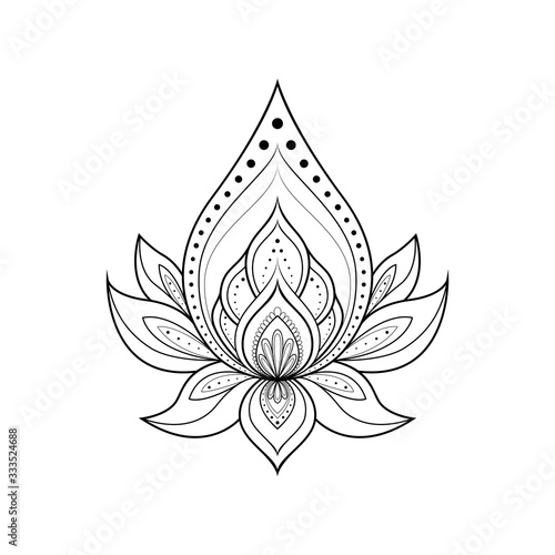 Ethnic Mandala ornament isolated on white background. Henna tattoo design. Vector illustration
