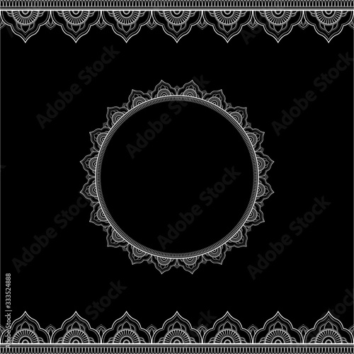 Ethnic ornament for greeting card, Henna drawing and tattoo template. Vector illustration
