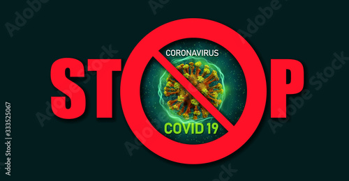 Stop Coronavirus 2019 concept symbol. nCov wuhan influenza virus pandemic. Global health warning. Vector EPS10