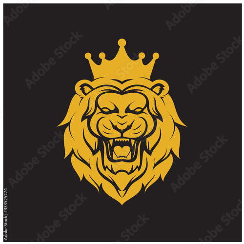 Fototapeta Naklejka Na Ścianę i Meble -  illustration lion king logo. Lion King Logo / Lion head and crown vector 