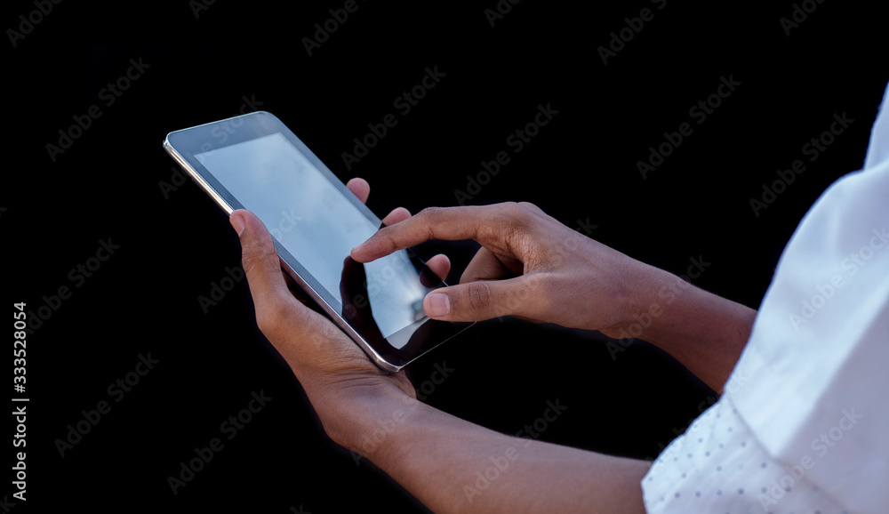Doctor using tablet computer, close-up of hands at touch pad screen. Medicine concept Doctor using tablet computer, close-up of hands at touch pad screen. Medicine concept