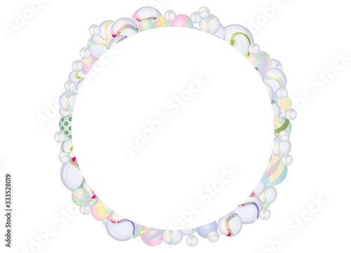 Glas Murmeln in verschiedenen Größen als Rahmen