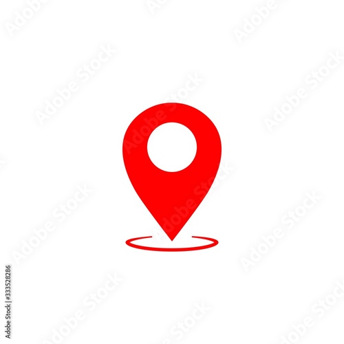 Map pointer, geo pin, location icon in red or geolocation, gps, on isolated white background. EPS 10 vector.