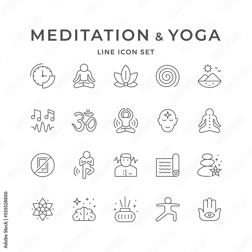 Obraz premium Set line icons of meditation and yoga