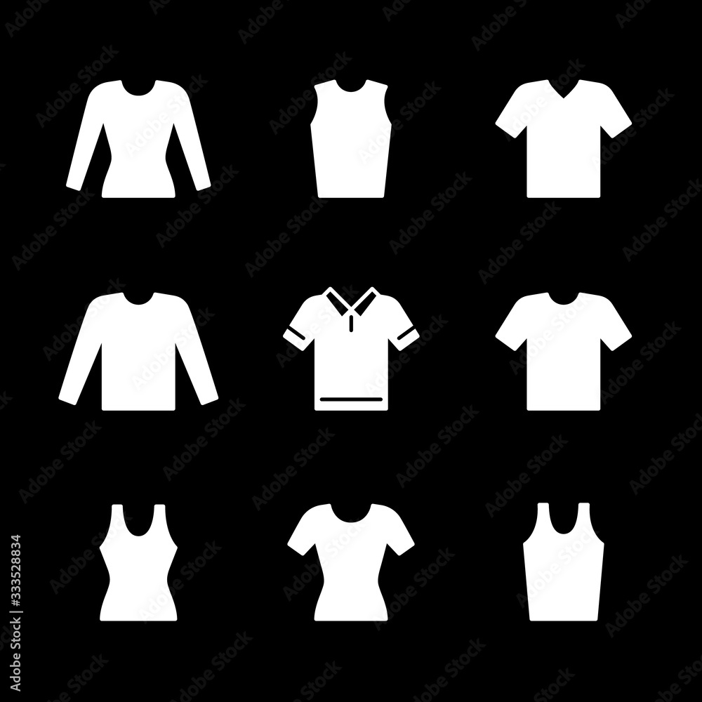 Set icons of t-shirt, singlet, long sleeve Set icons of t-shirt, singlet, long sleeve
