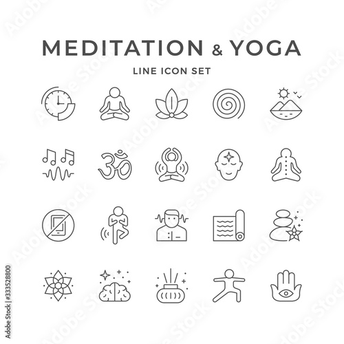 Set line icons of meditation and yoga